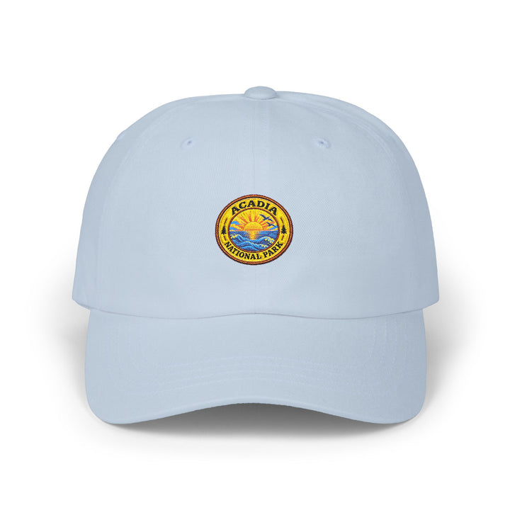Acadia National Park Sunrise Round Logo Dad Cap