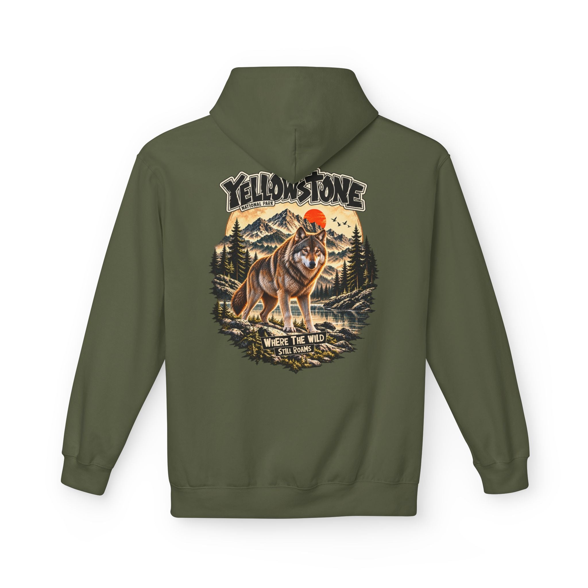 Yellowstone Wolf – Where the Wild Still Roams Hoodie Model2