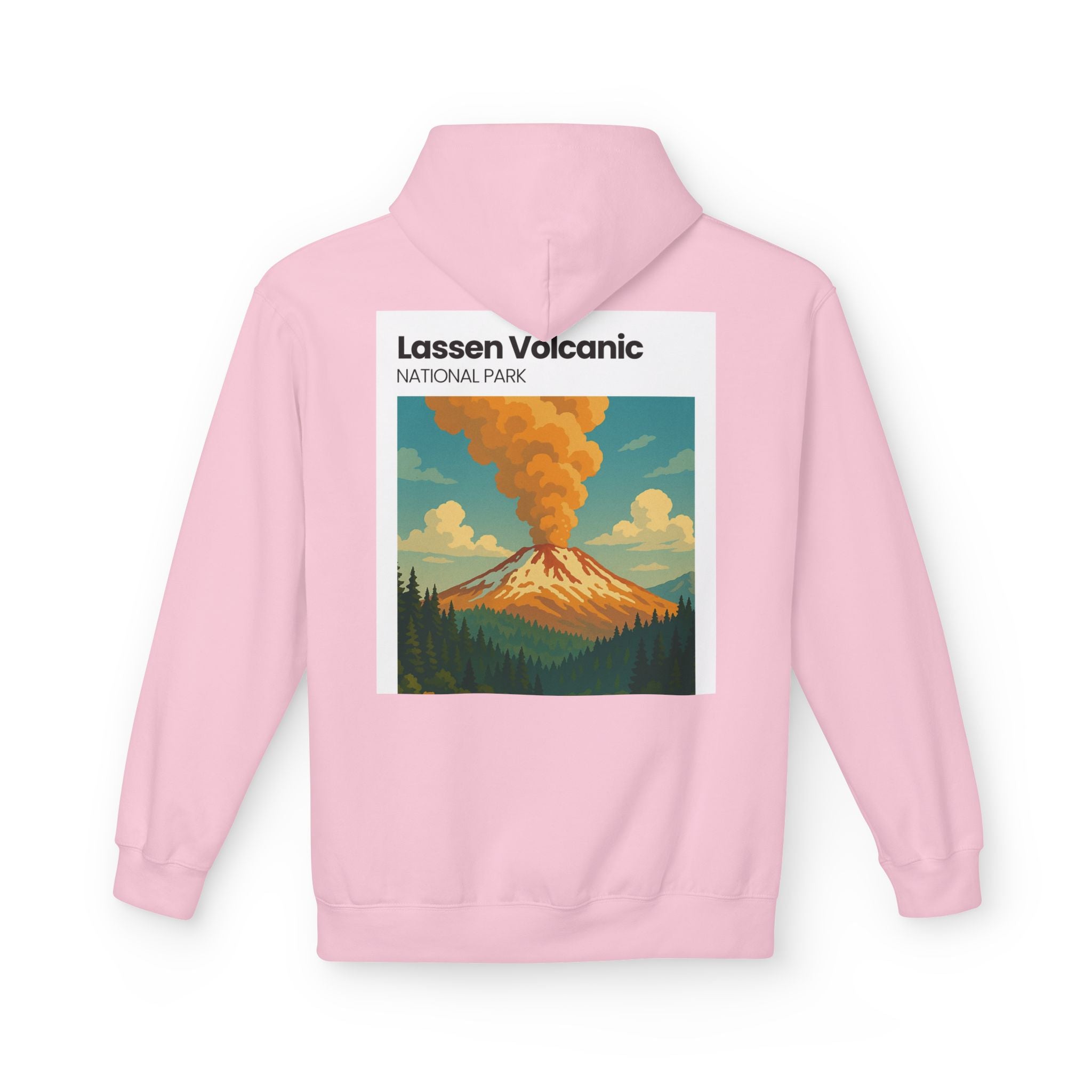 Lassen Volcanic Poster Hoodie | National Park Volcano Illustration
