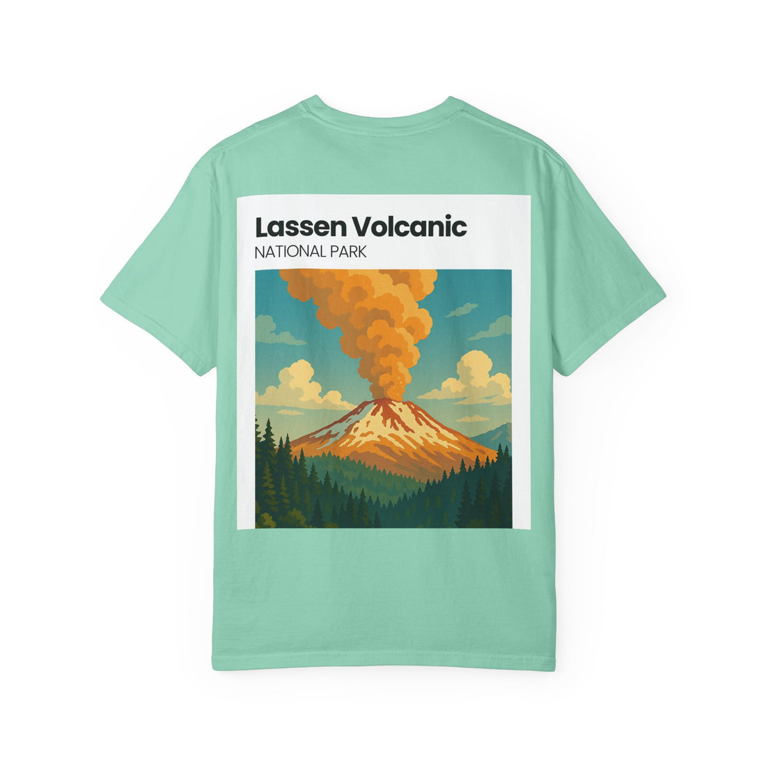 Lassen Volcanic Poster Art T-Shirt | Mountain Eruption Design