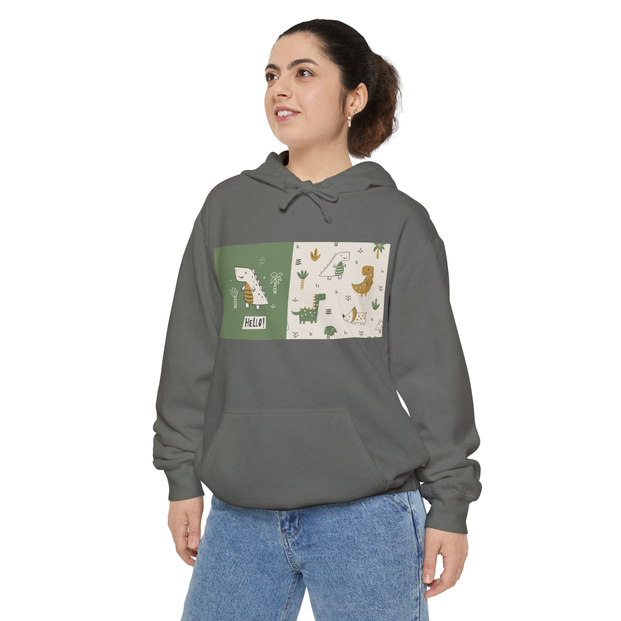 Whimsical Animal Design Hoodie - Cozy Unisex Garment-Dyed Apparel