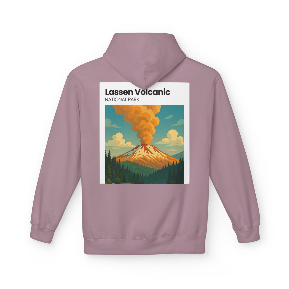 Lassen Volcanic Poster Hoodie | National Park Volcano Illustration