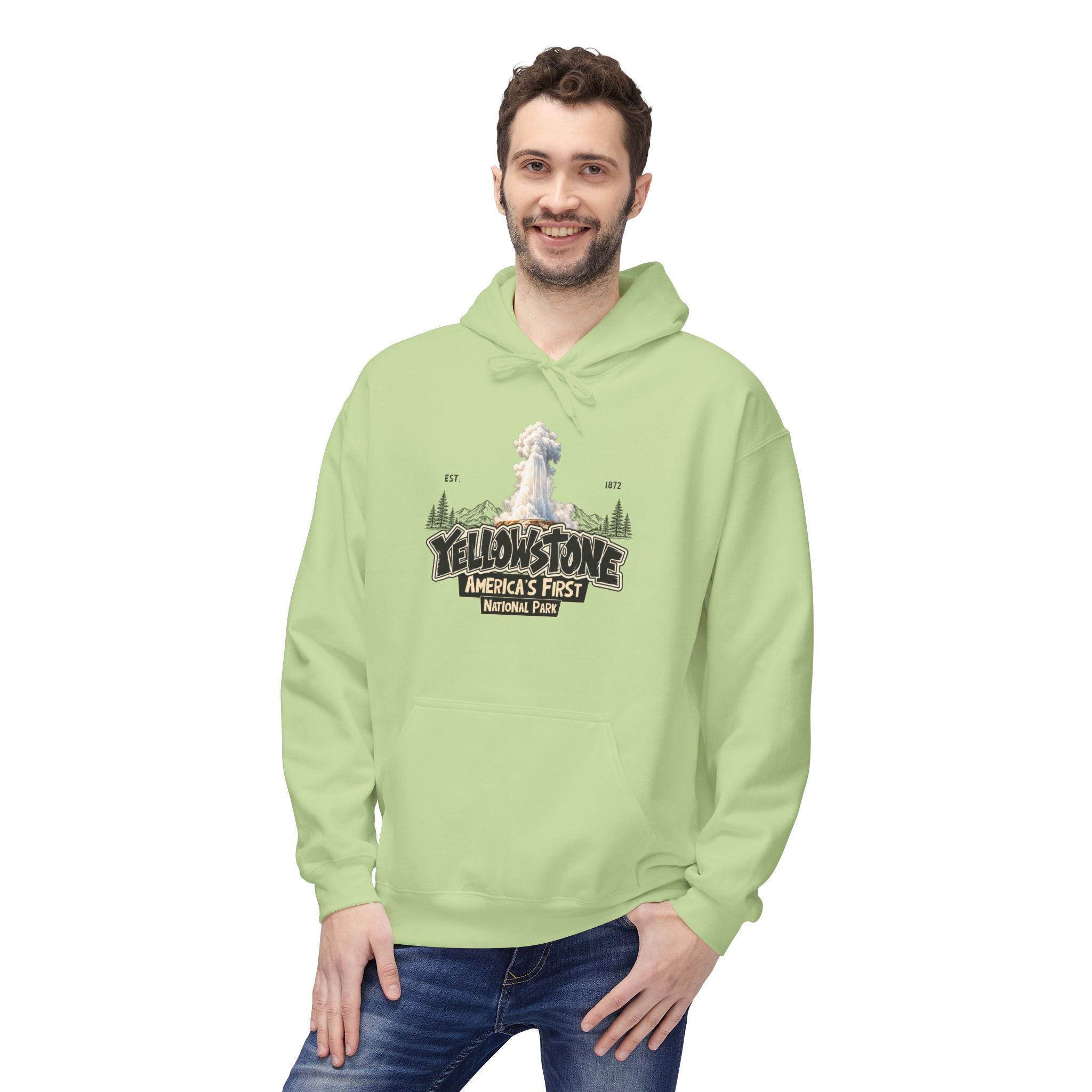 Yellowstone Old Faithful – Where the Wild Still Roams Hoodie Model2