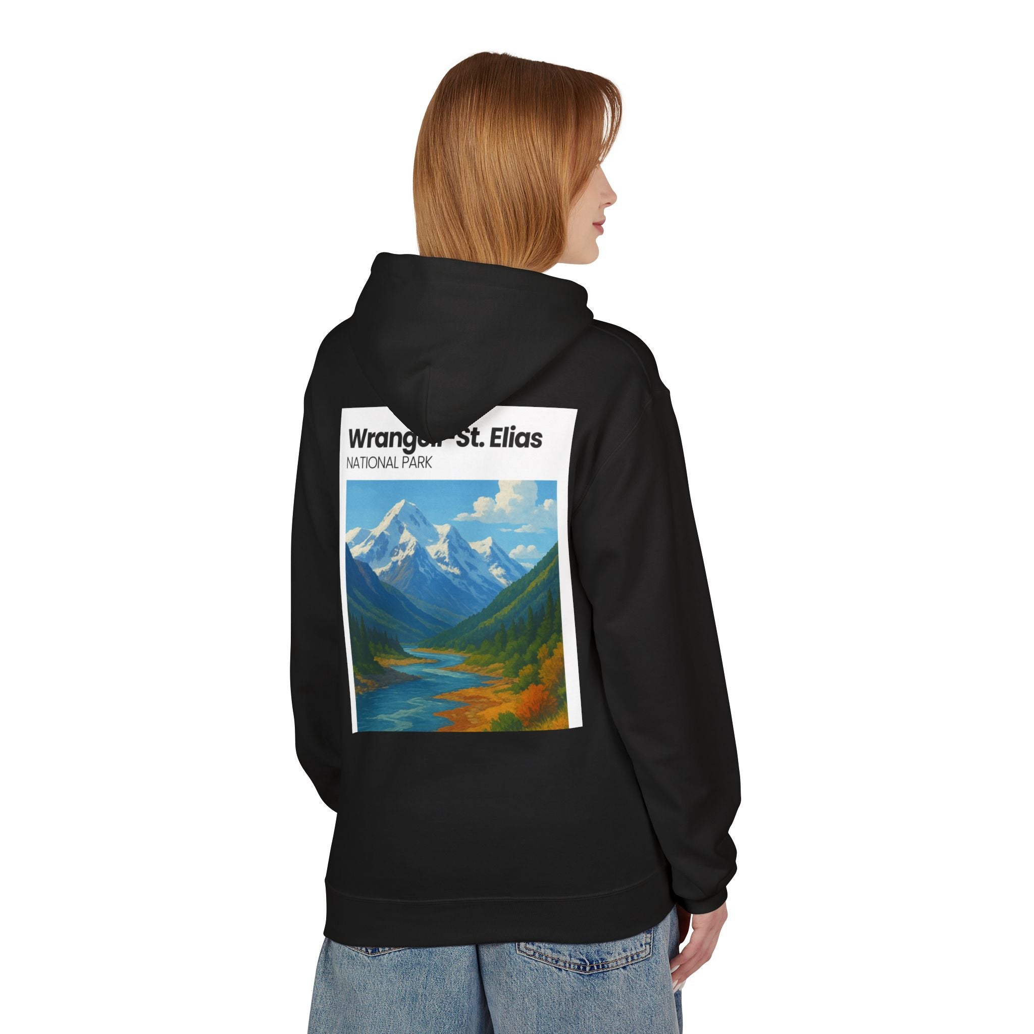 Wrangell–St. Elias National Park landscape Hoodie | Mountain river art
