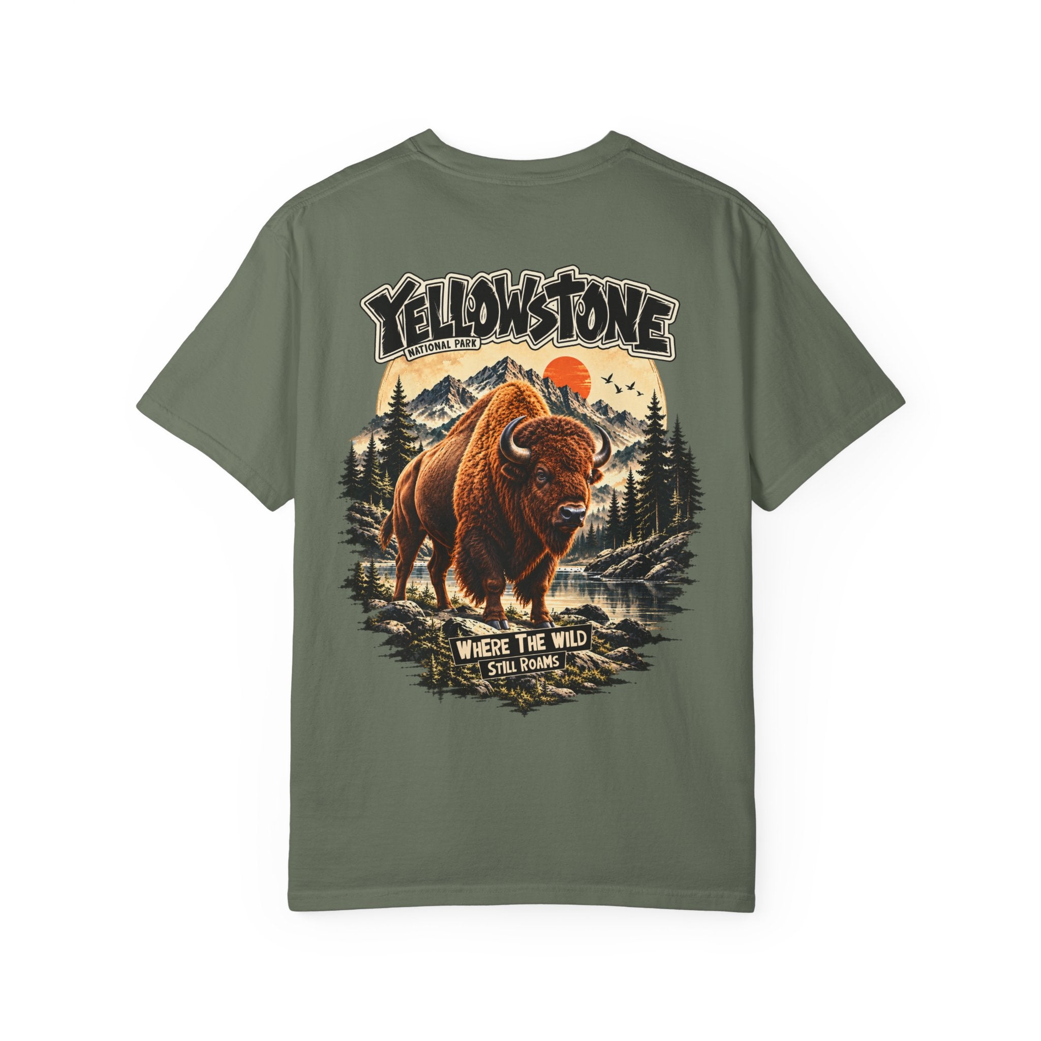 Yellowstone Bison – Where the Wild Still Roams T-Shirt Model1