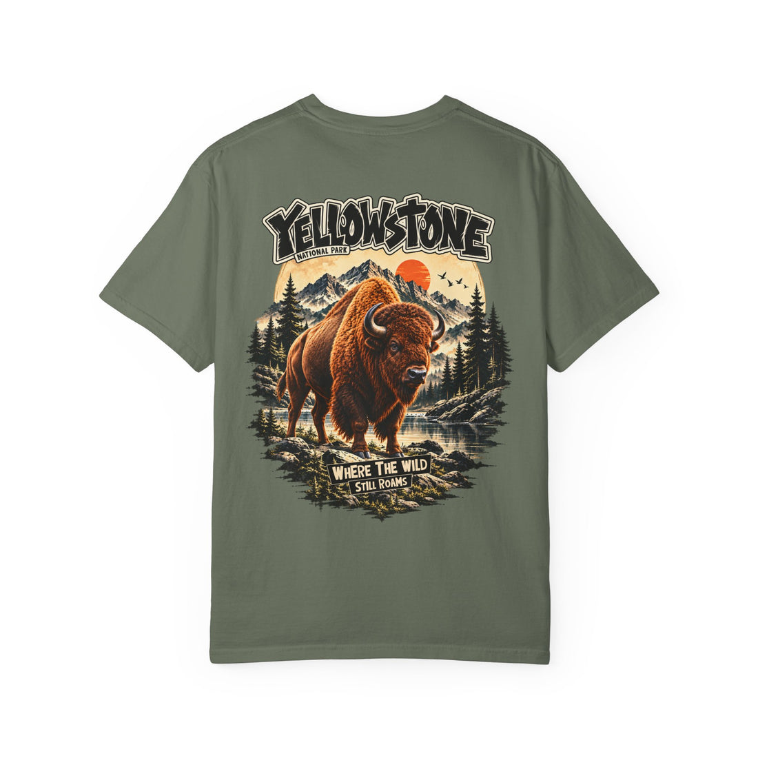 Yellowstone Bison – Where the Wild Still Roams T-Shirt Model1
