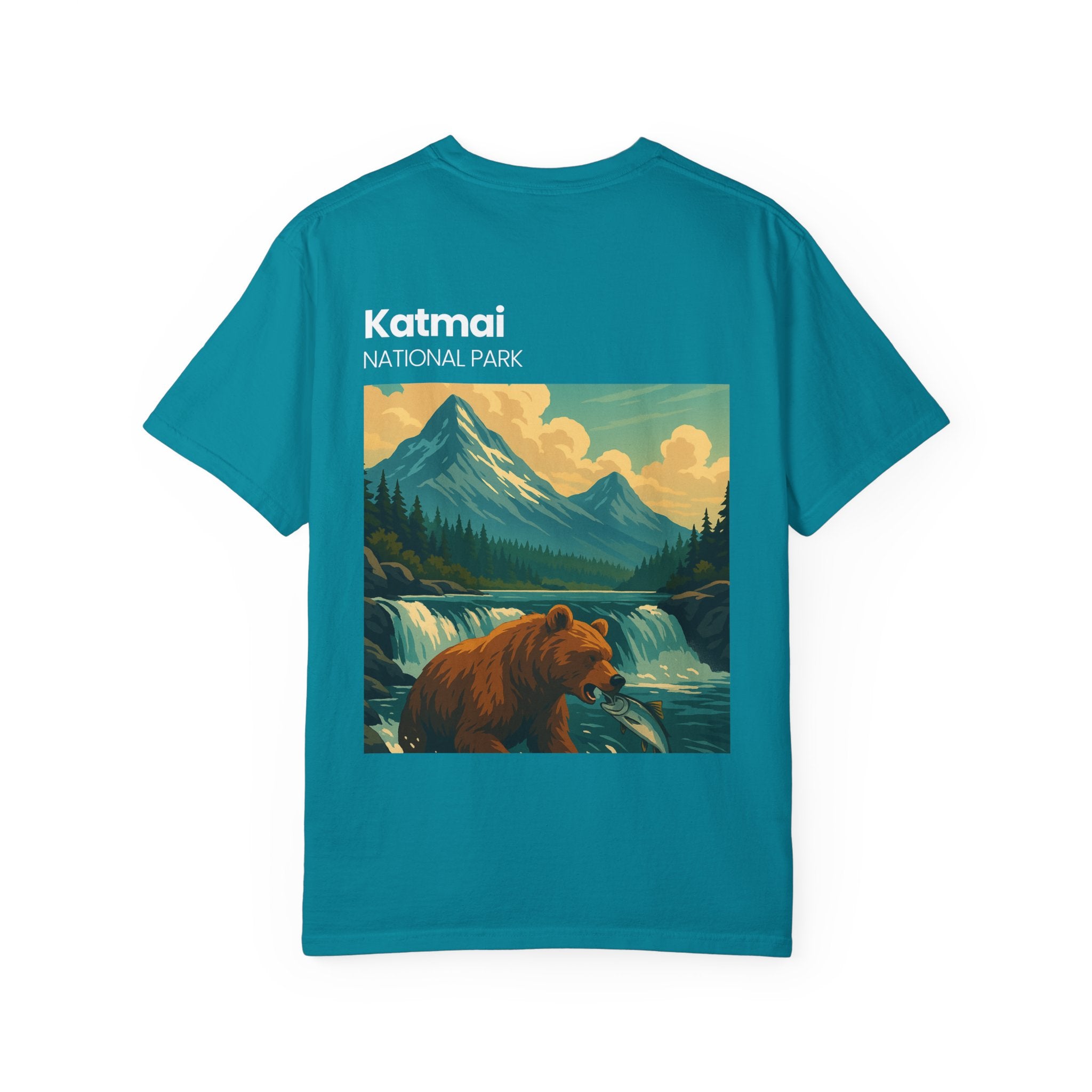 Katmai National Park Bear Illustration T-shirt | Mountain River Nature Tee