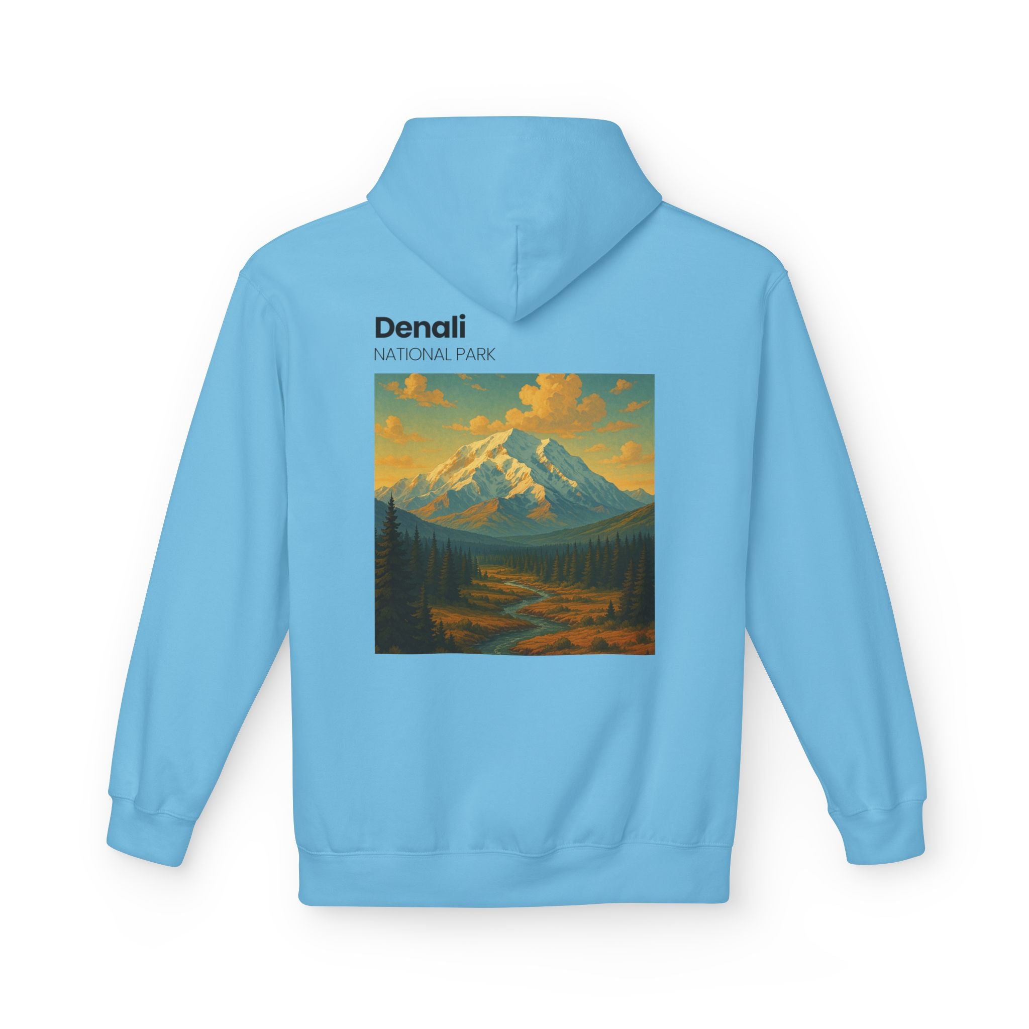 Mini Sunset Surf Patch Hoodie | Palm Tree Beach Graphic, White Chest Print