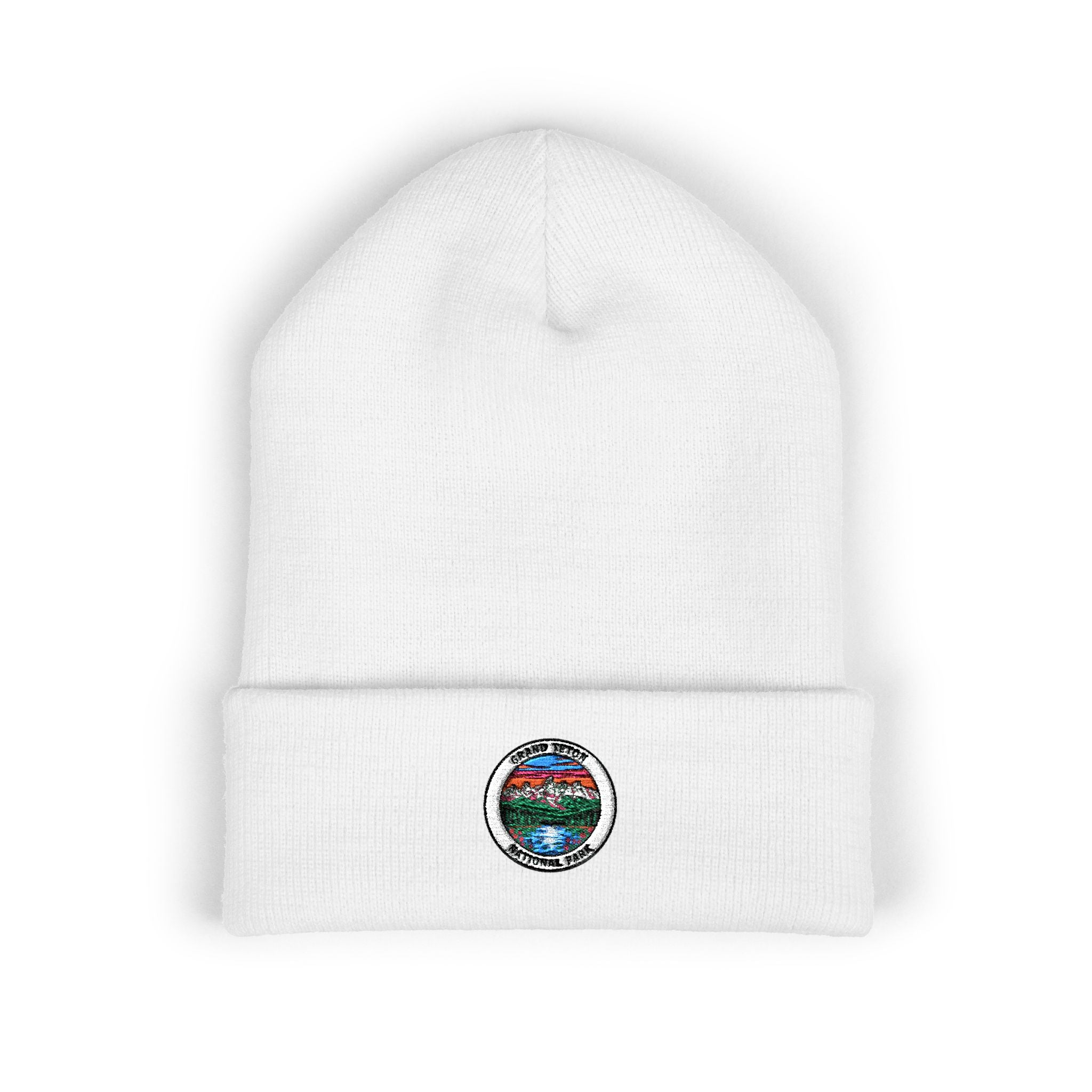 Grand Canyon Mountain Lake Patch Beanie | Embroidered Cuffed Beanie