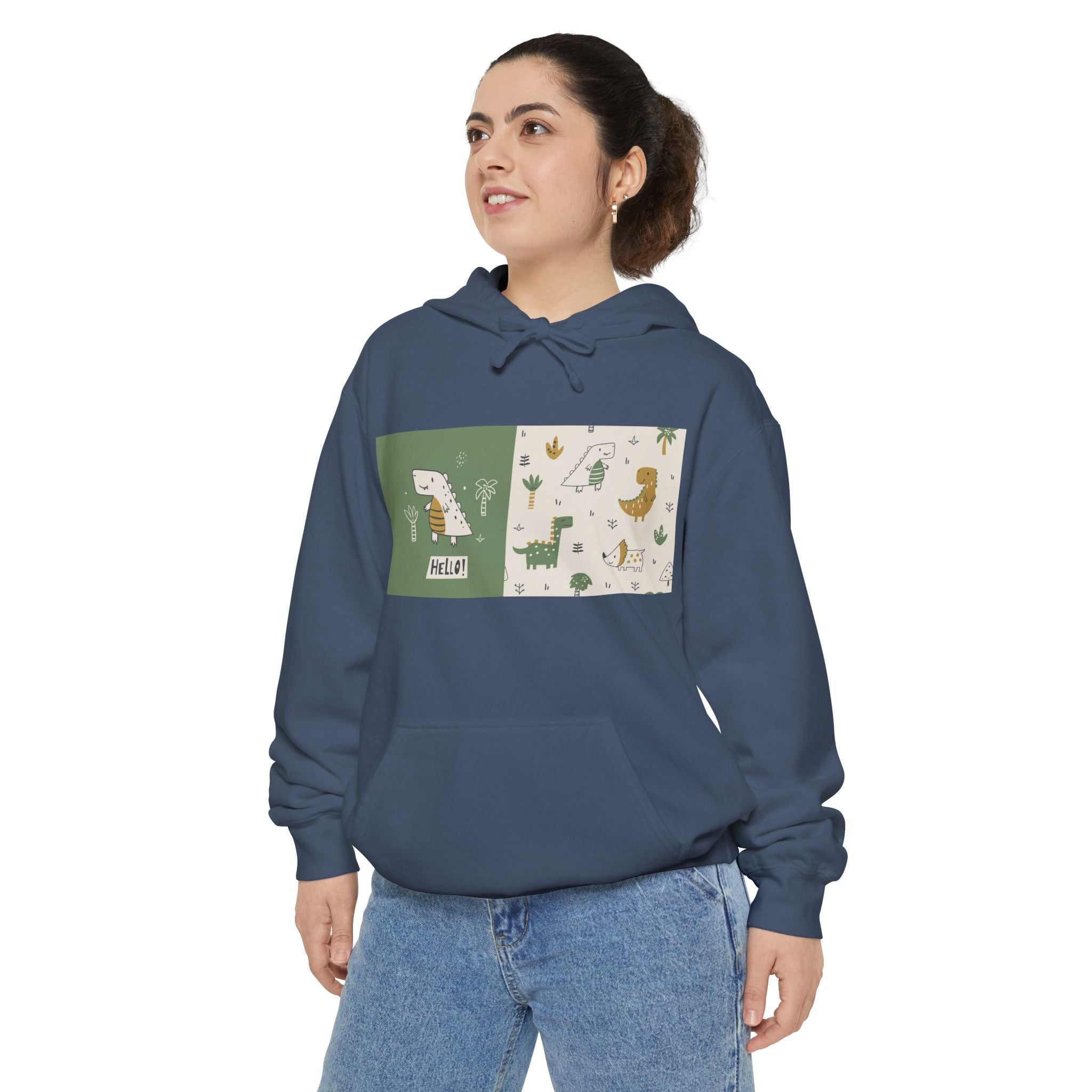 Whimsical Animal Design Hoodie - Cozy Unisex Garment-Dyed Apparel