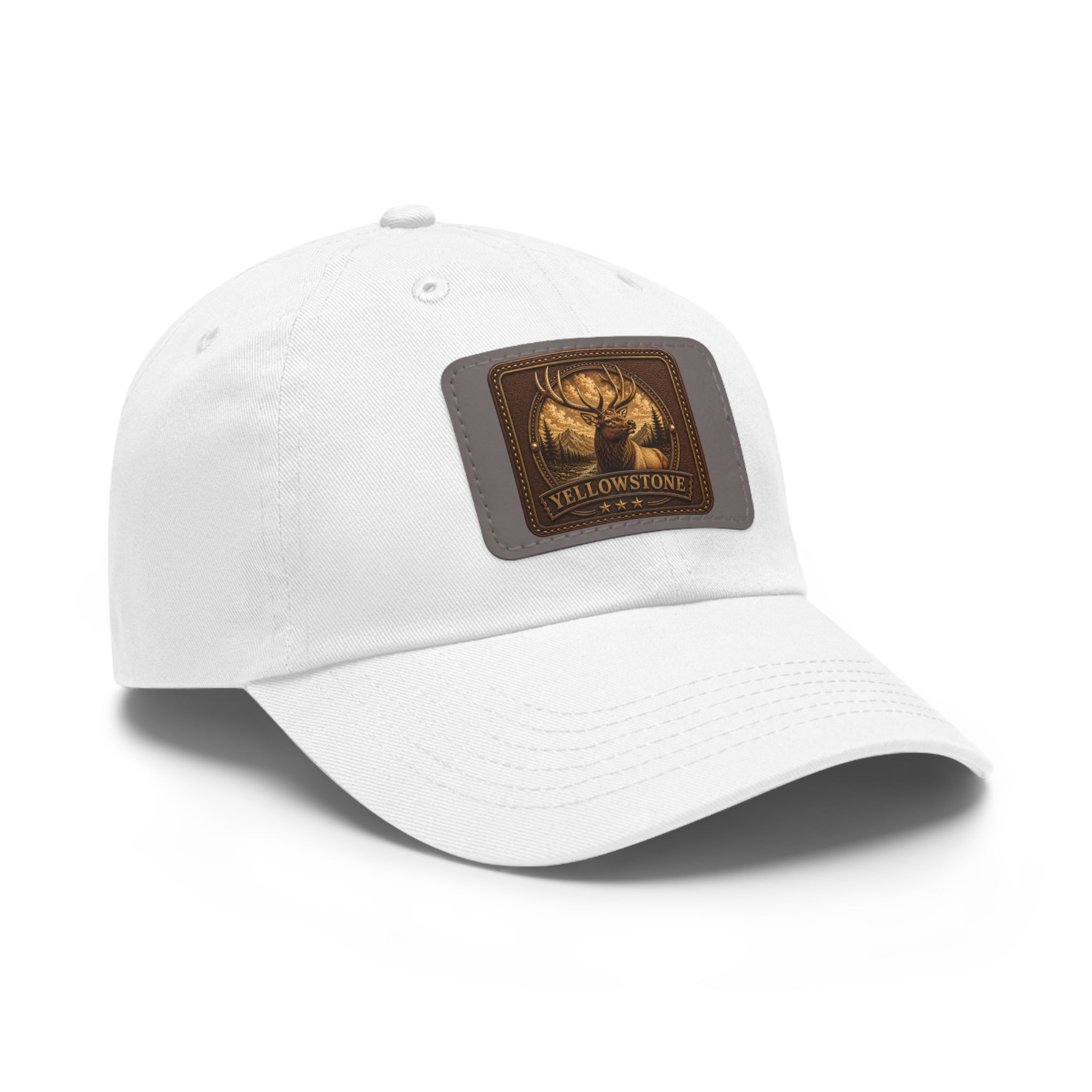 Yellowstone elk Leather Patch Dad Hat | Rectangle Patch Cap