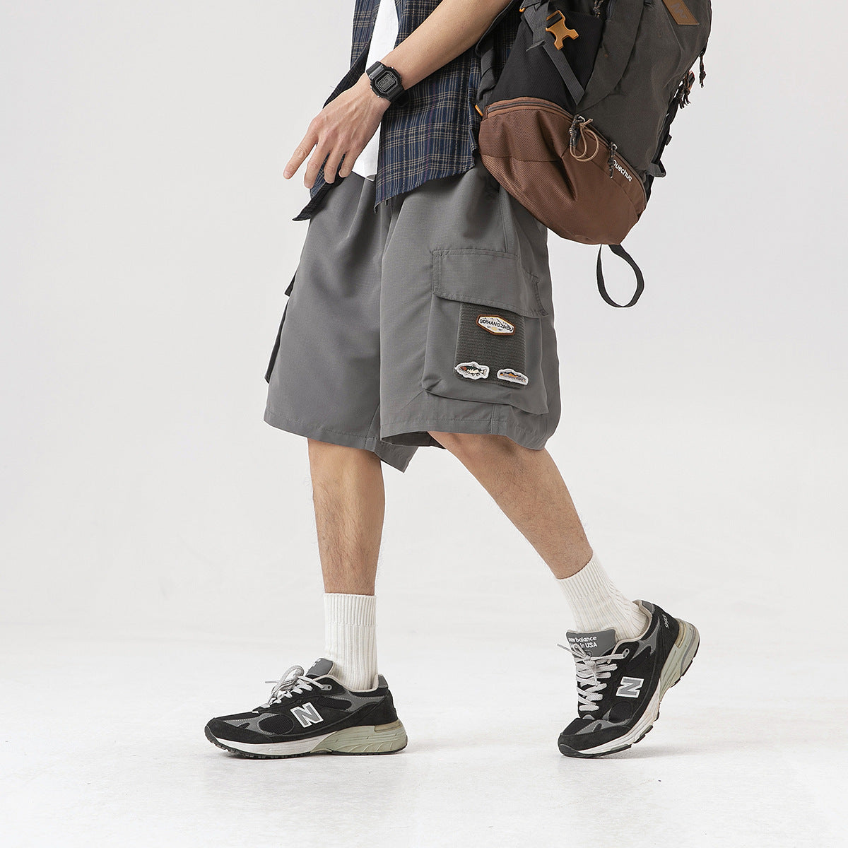 Retro Workwear With Pocket Shorts For Men