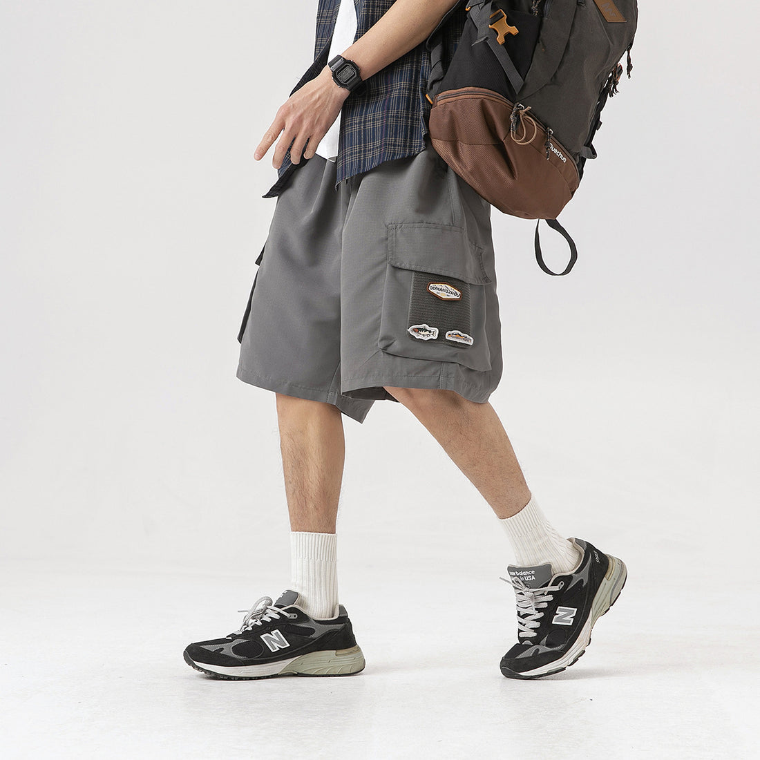 Retro Workwear With Pocket Shorts For Men