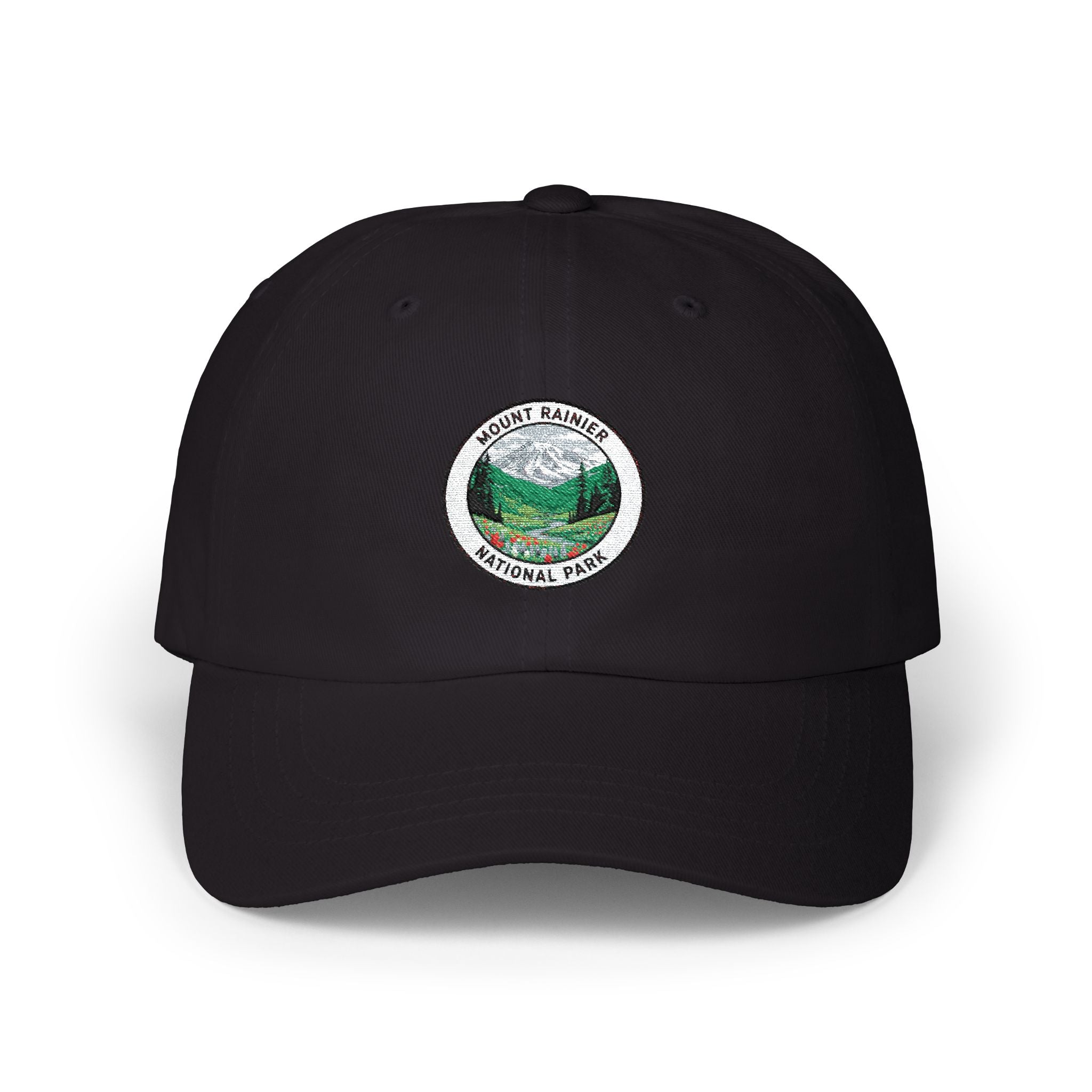 Mountains Rainier National Park patch Classic Dad Cap | embroidered hiking hat
