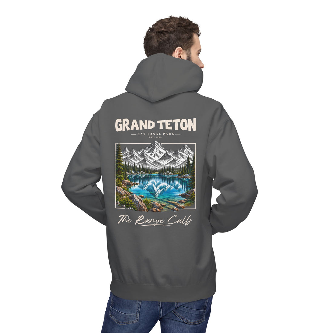 Grand Teton National Park Lake Reflection Graphic Hoodie