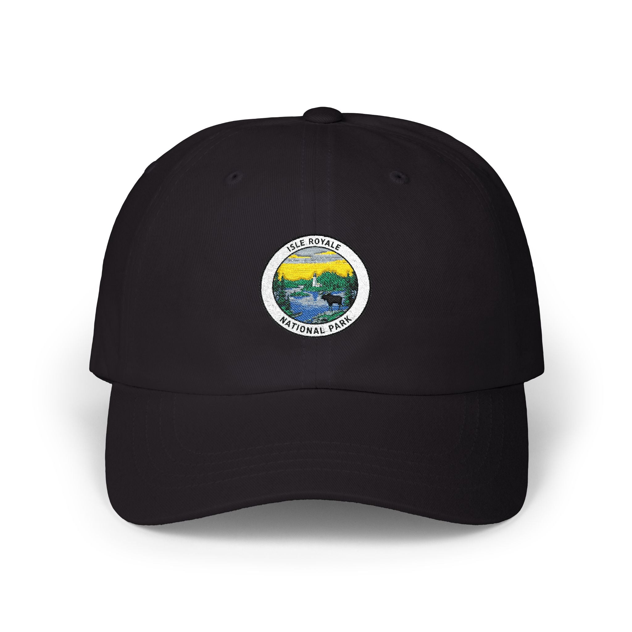 Yellow Mountain Lake Patch Cap | Dad Hat with Scenic Nature Logo