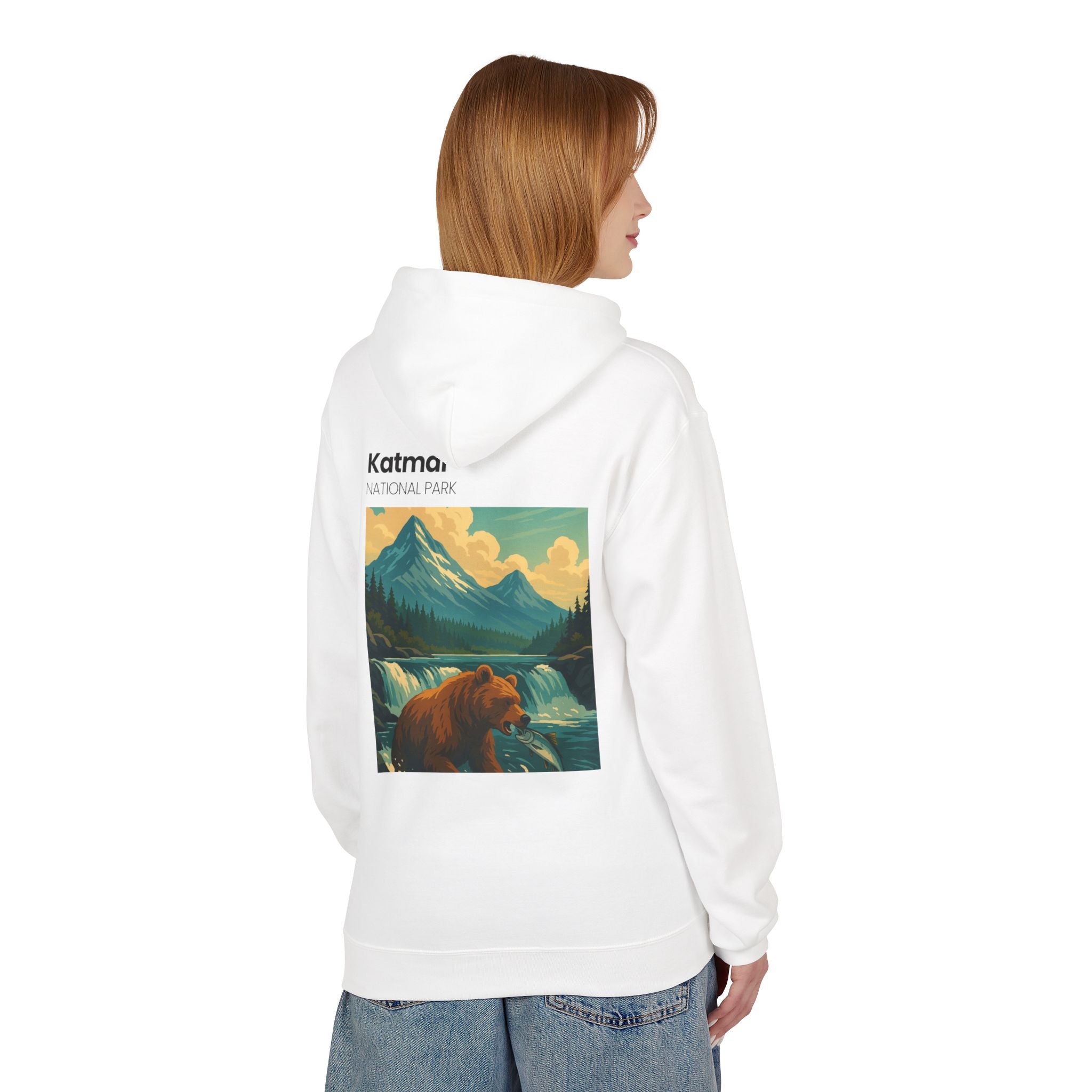 Katmai National Park Bear Hoodie | Vintage Wilderness Landscape