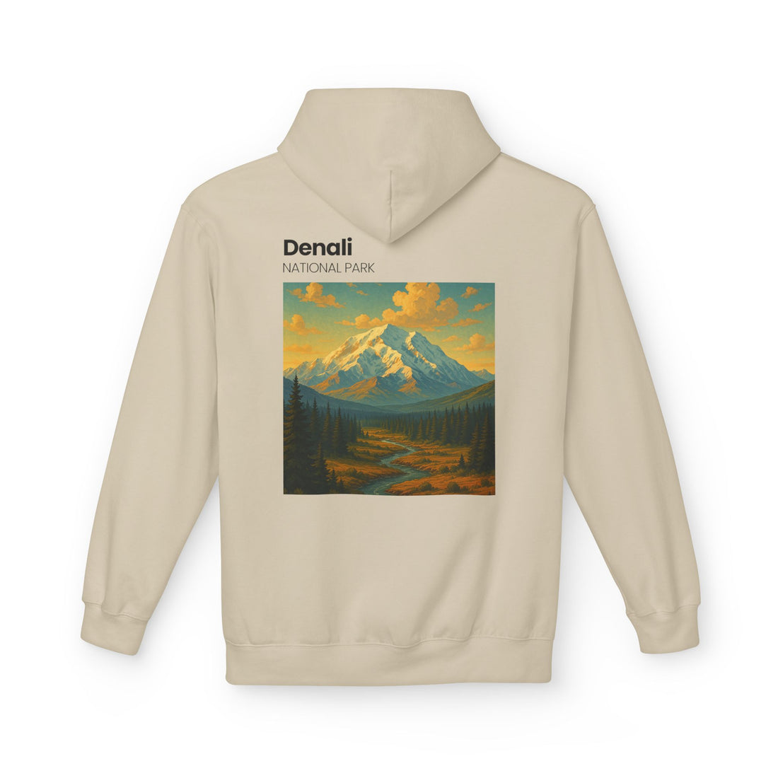 Mini Sunset Surf Patch Hoodie | Palm Tree Beach Graphic, White Chest Print