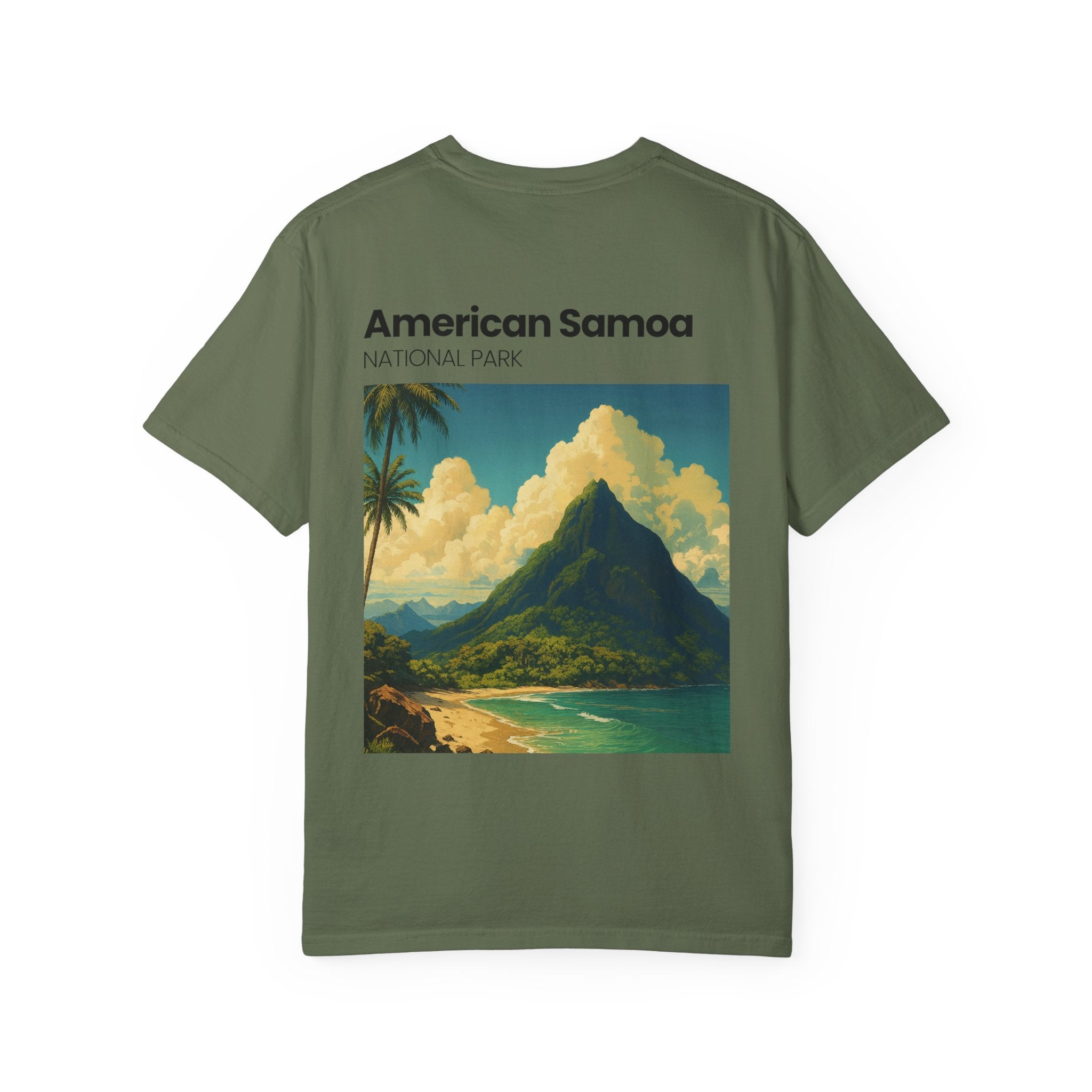 American Samoa National Park print T-Shirt | Tropical Mountain Beach Artwork