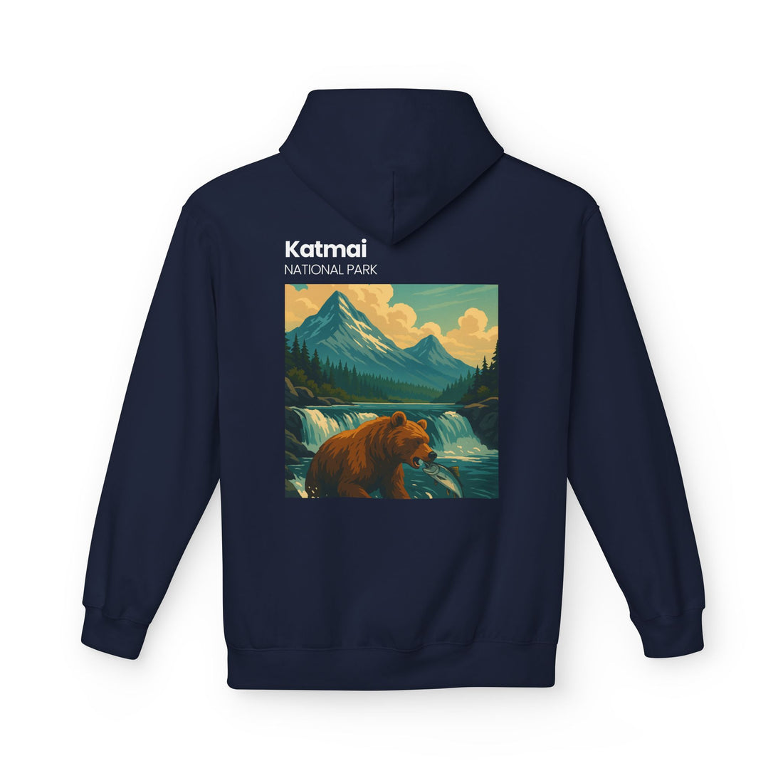 Katmai National Park Bear Hoodie | Vintage Wilderness Landscape