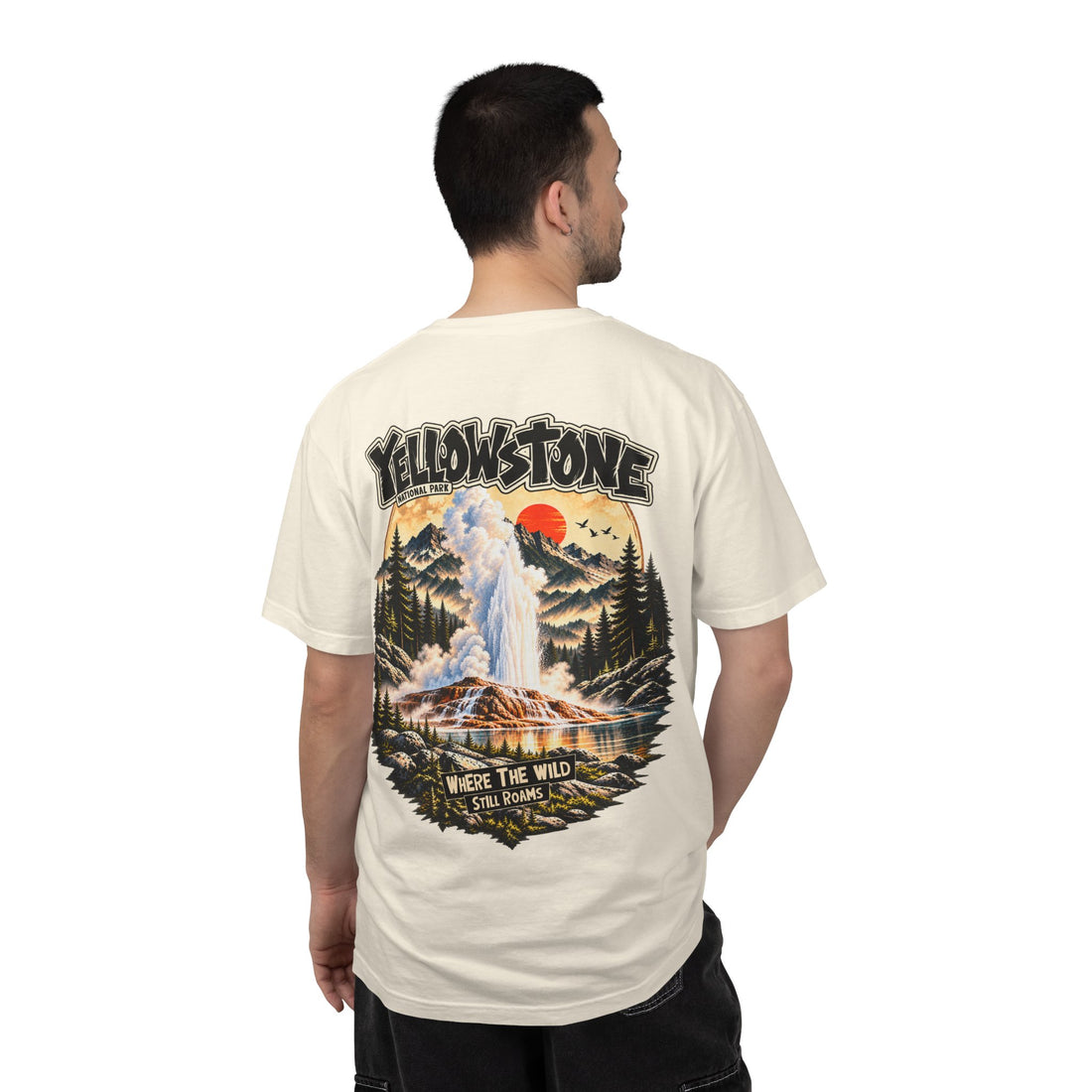 Yellowstone Old Faithful – Where the Wild Still Roams T-Shirt Model1