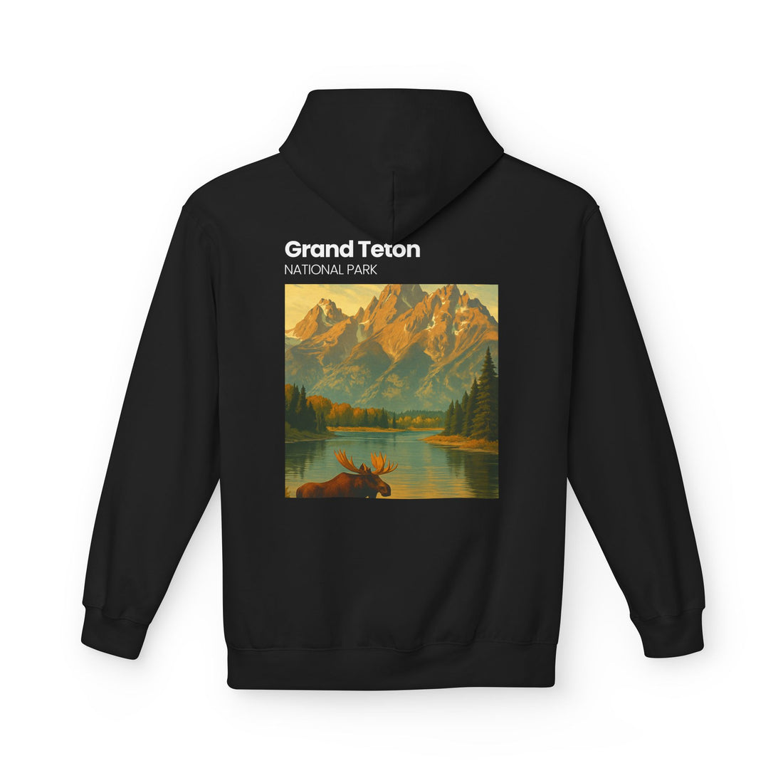 Grand Teton National Park scenic print Hoodie | Moose Lake mountain landscape