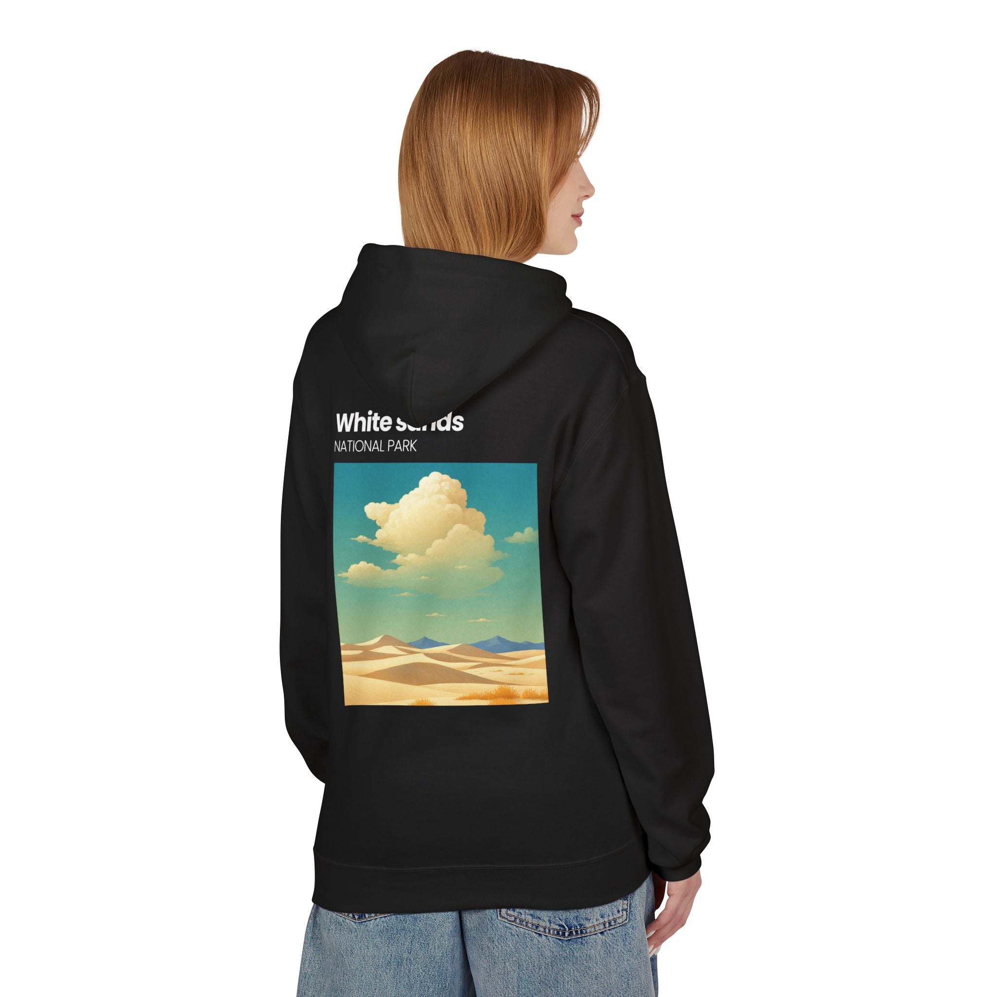 White Sands desert landscape Hoodie | National Park retro poster style