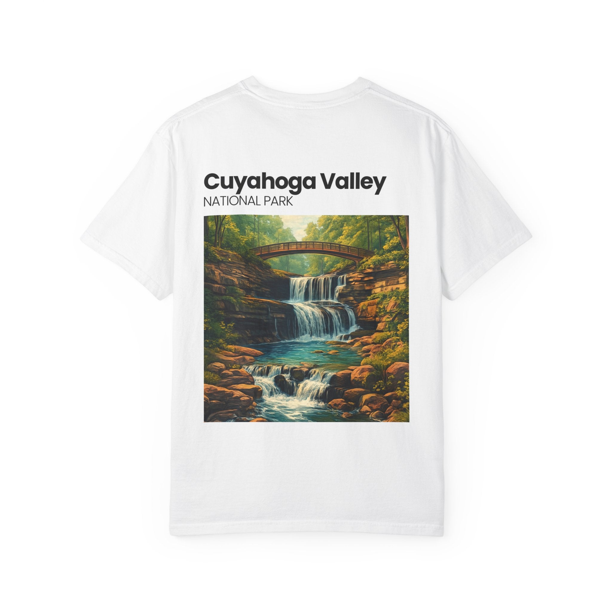 Cuyahoga Valley Waterfall Illustration T-Shirt | National Park Landscape