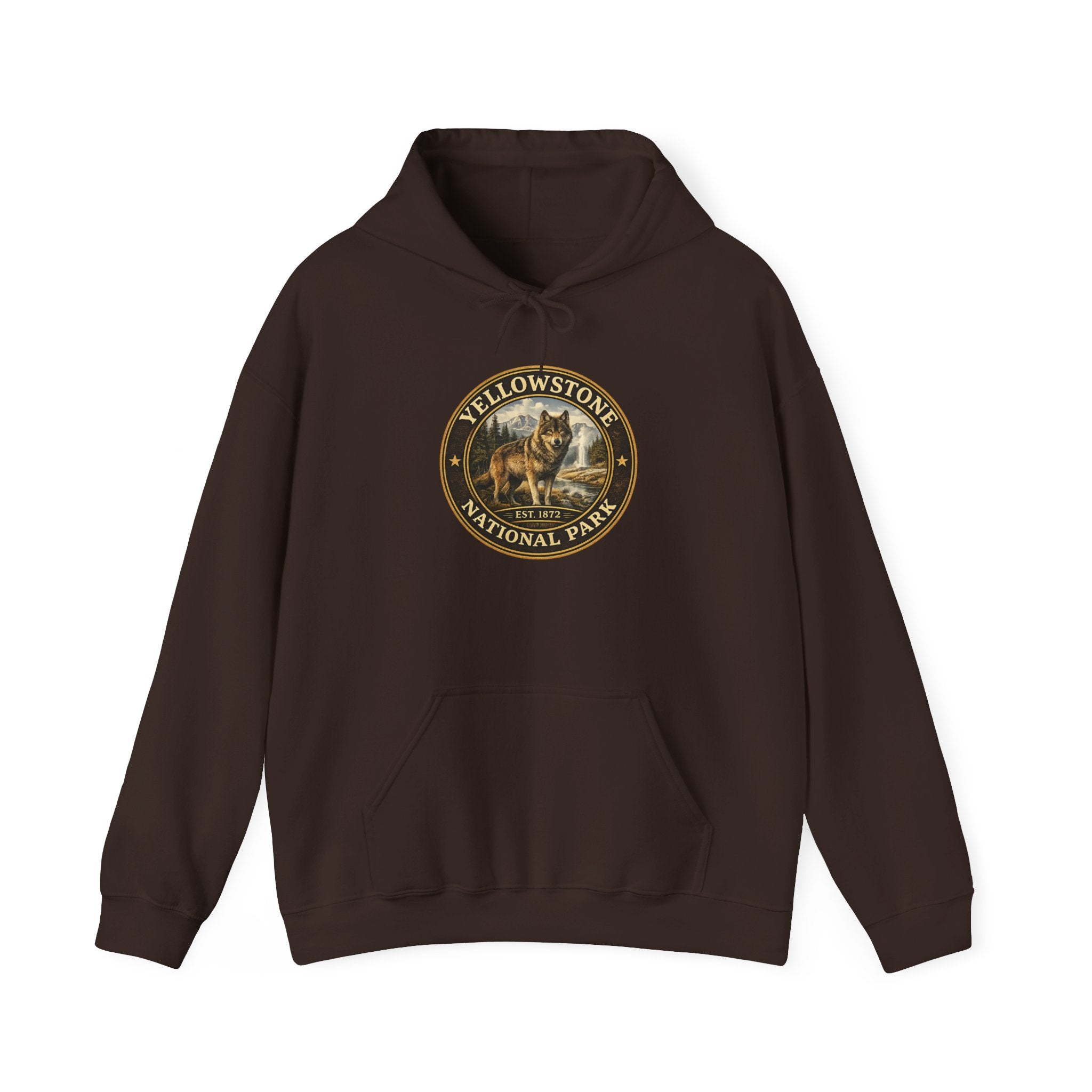 Yellowstone Wolf Round Badge Hoodie