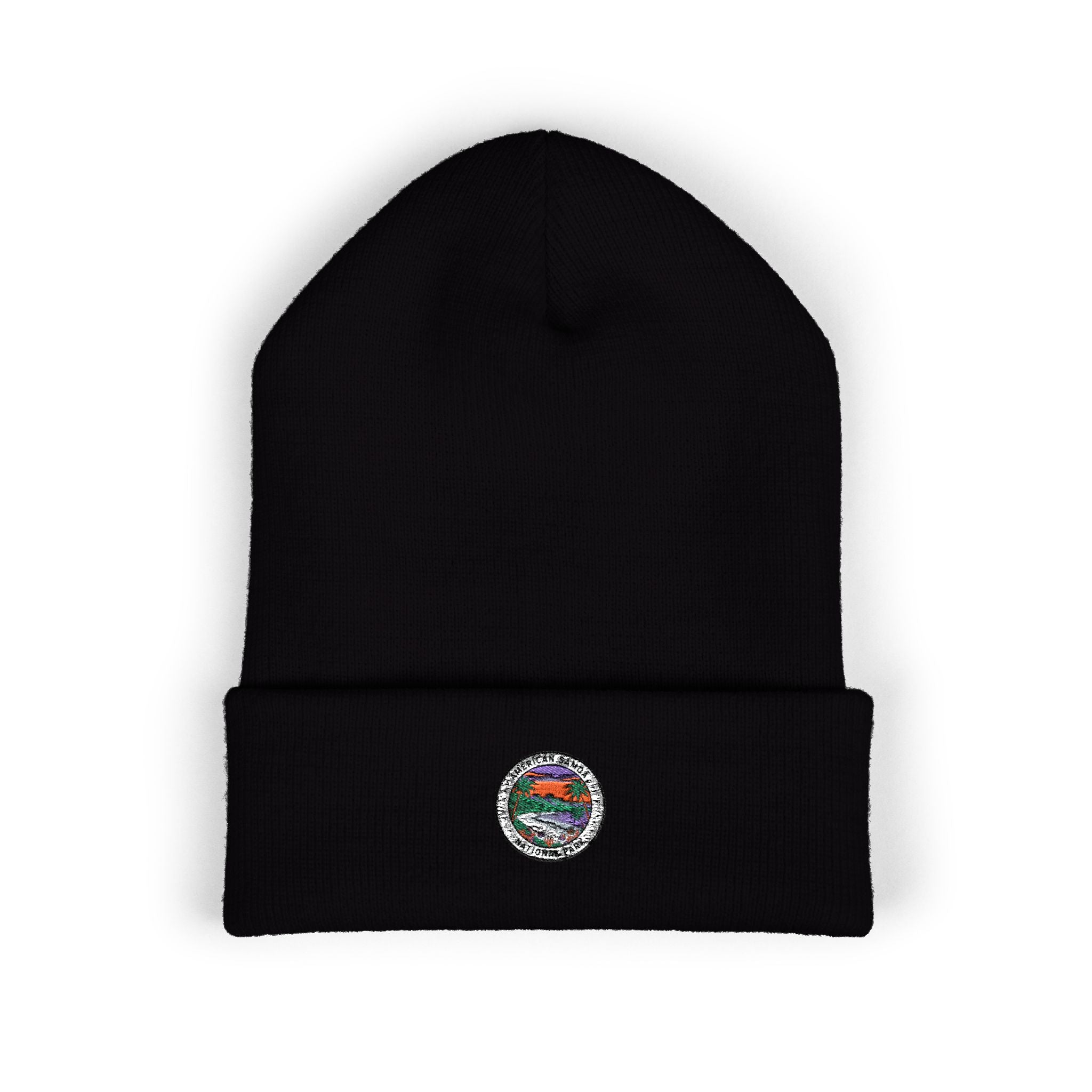 Rainbow Planet Embroidered Beanie | Space Patch Cuffed Beanie