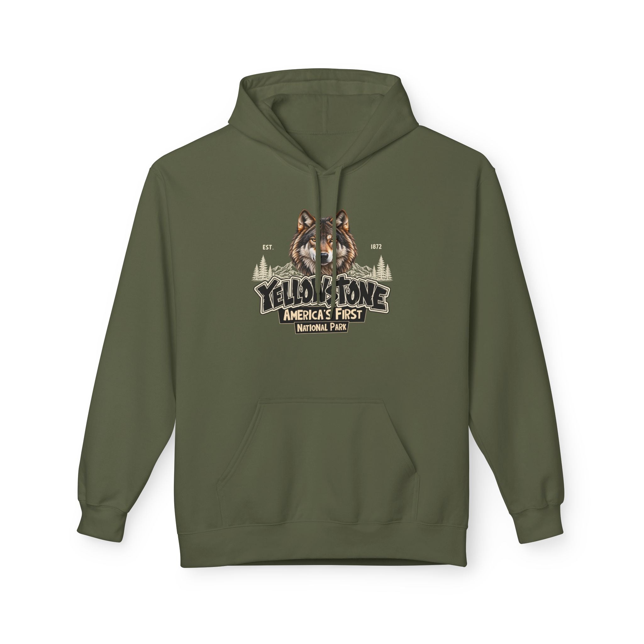 Yellowstone Wolf – Where the Wild Still Roams Hoodie Model1