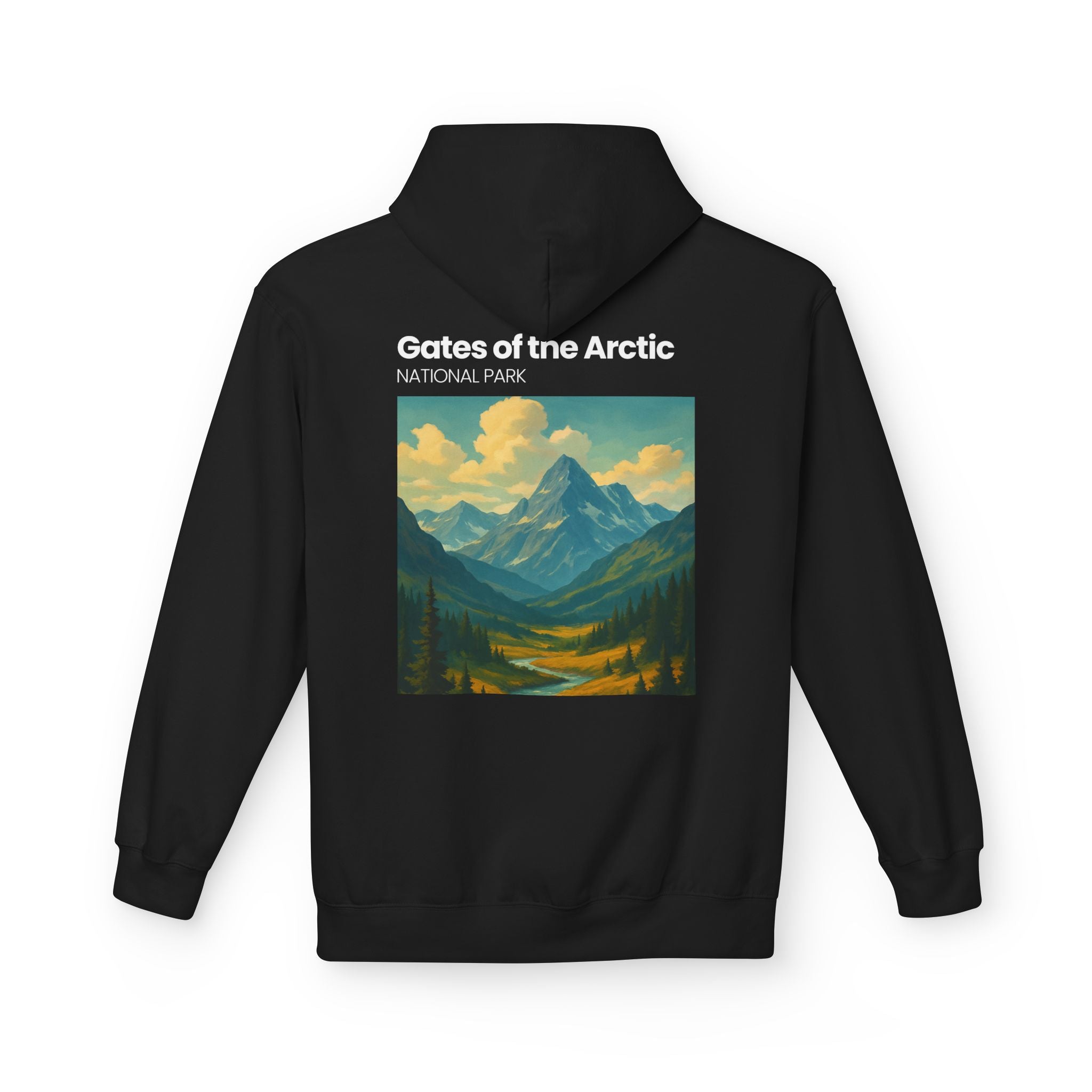 Gates of the Arctic National Park Hoodie | Mountain Landscape Retro Poster