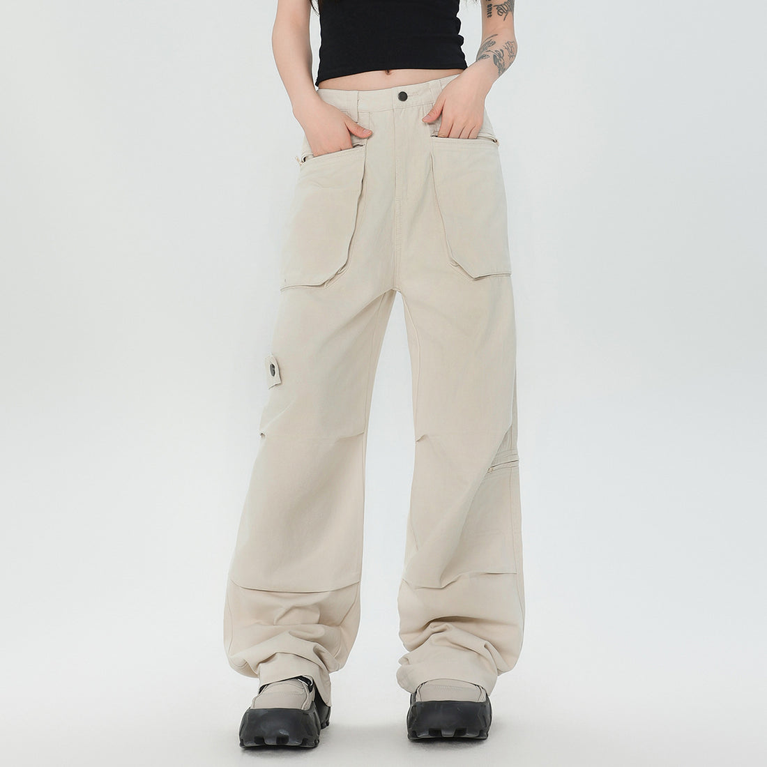 Cotton Loose Straight Cargo Pants Men