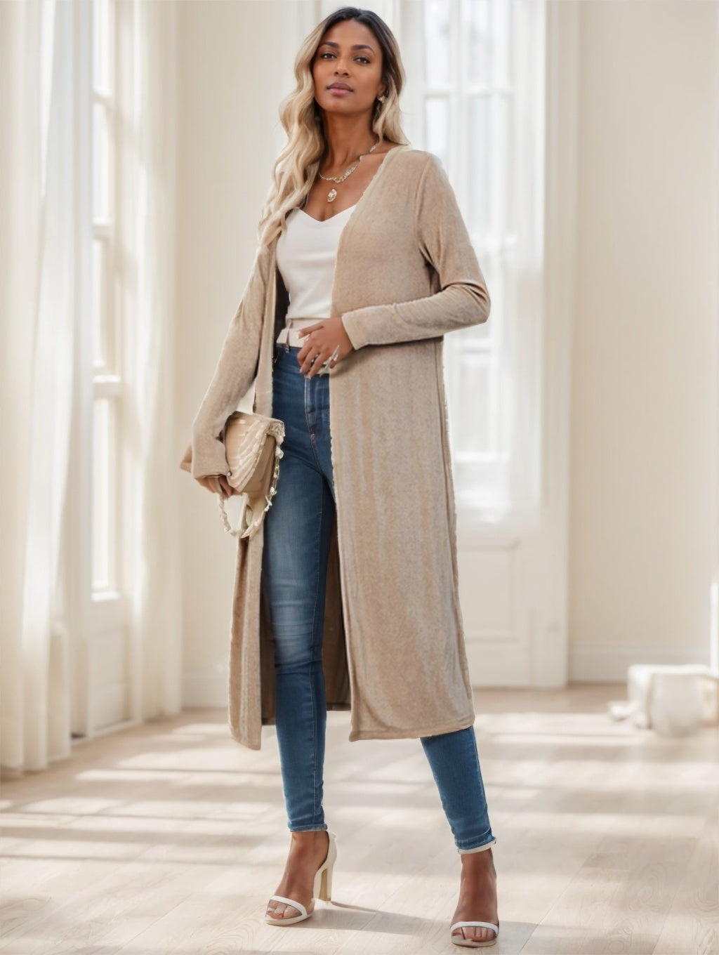 Women's Longline Knitted Cardigan Jacket