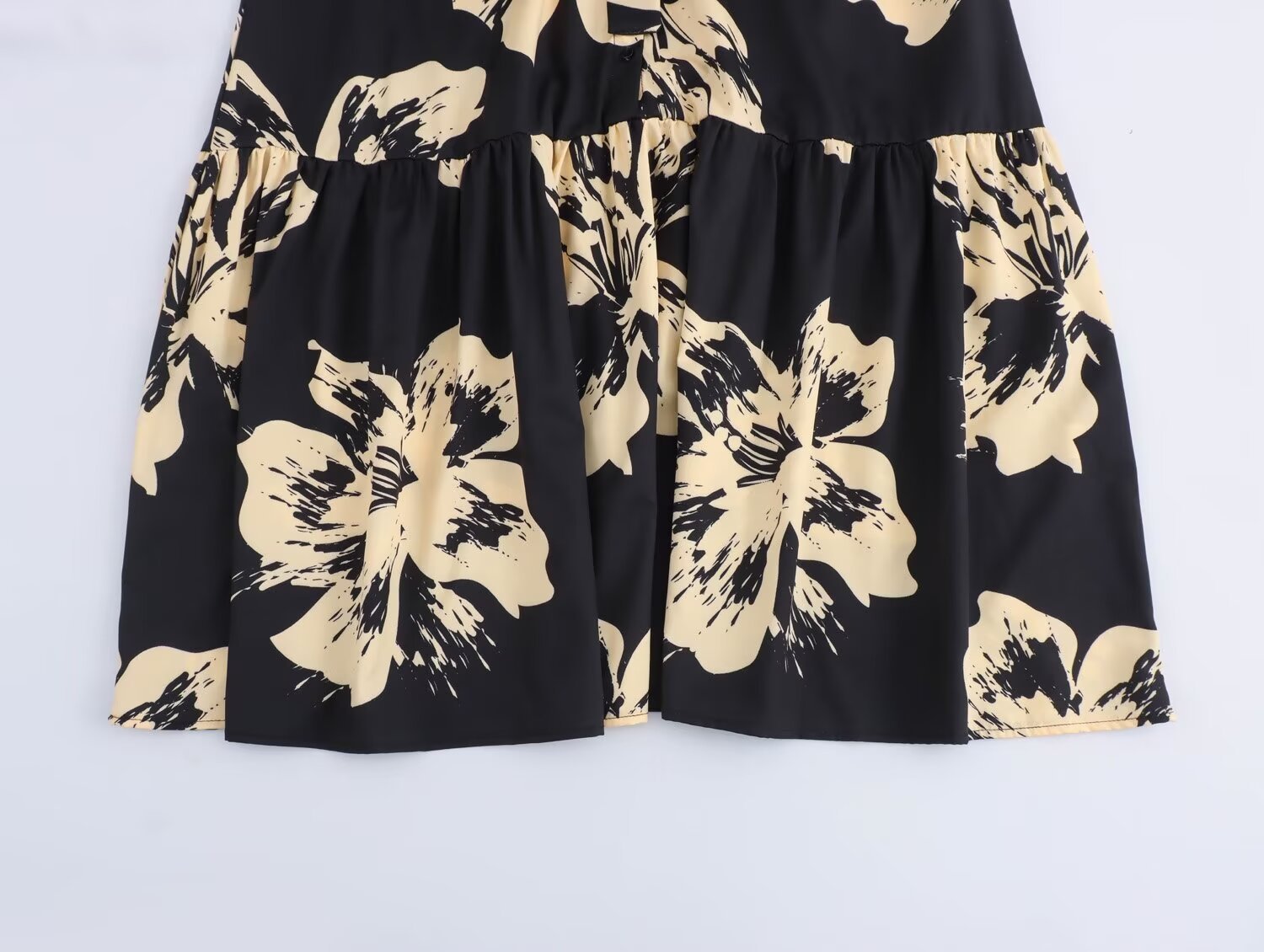 Long Sleeve Printed Temperament Waist-controlled Breasted Shirt Dress